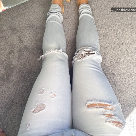 American Eagle light grey ripped  mid-rise jegging ankle - Picture 12 of 16